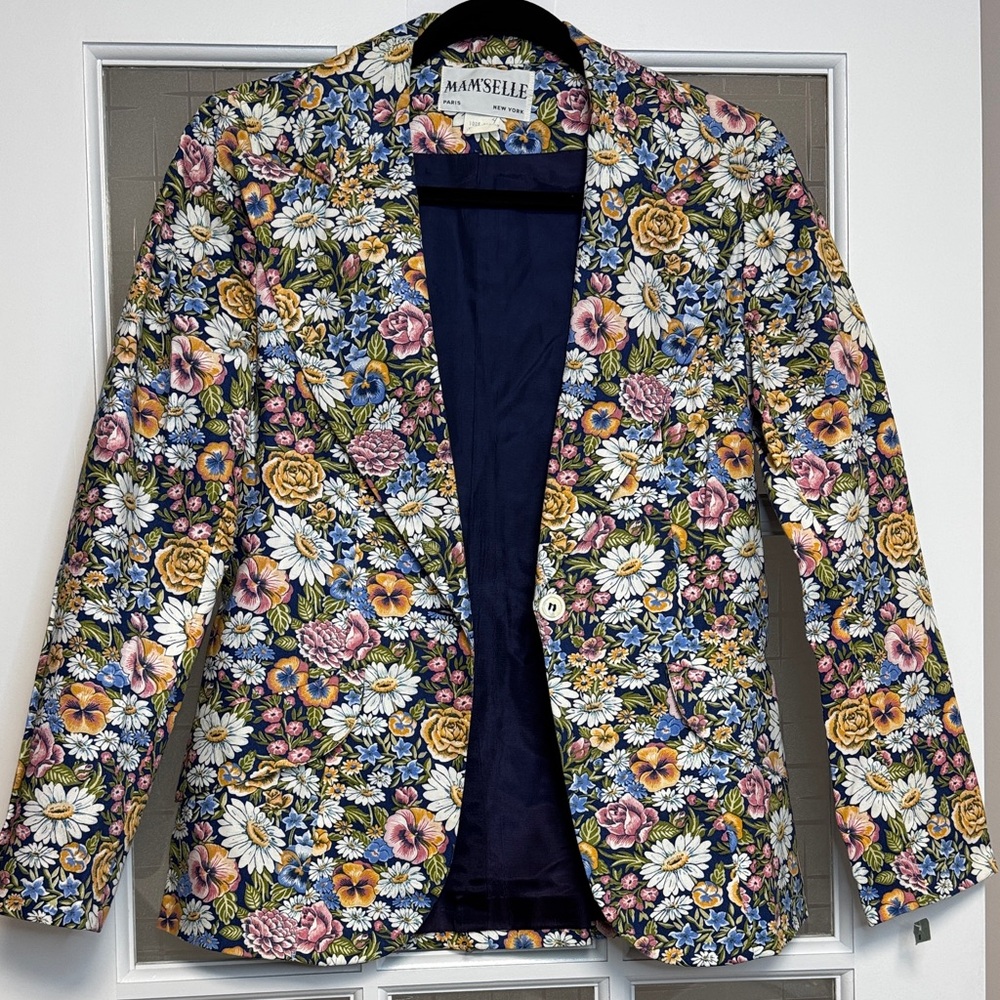 Mamselle Vintage Vibrant Floral Blazer - Multicolor - Picture 3 of 11